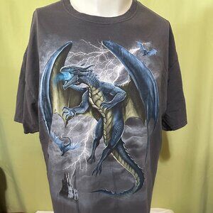 Lightning Blue Dragon Attack Dom Men's Gray T Shirt XL